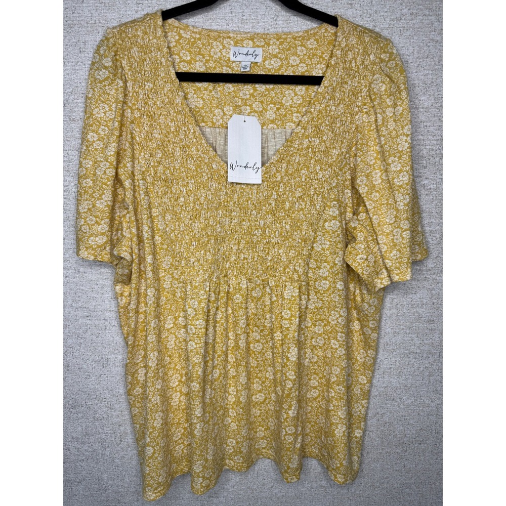 Wonderly Floral Smocked Top – Size 1X‎ (Plus) – Yellow Prairie Style